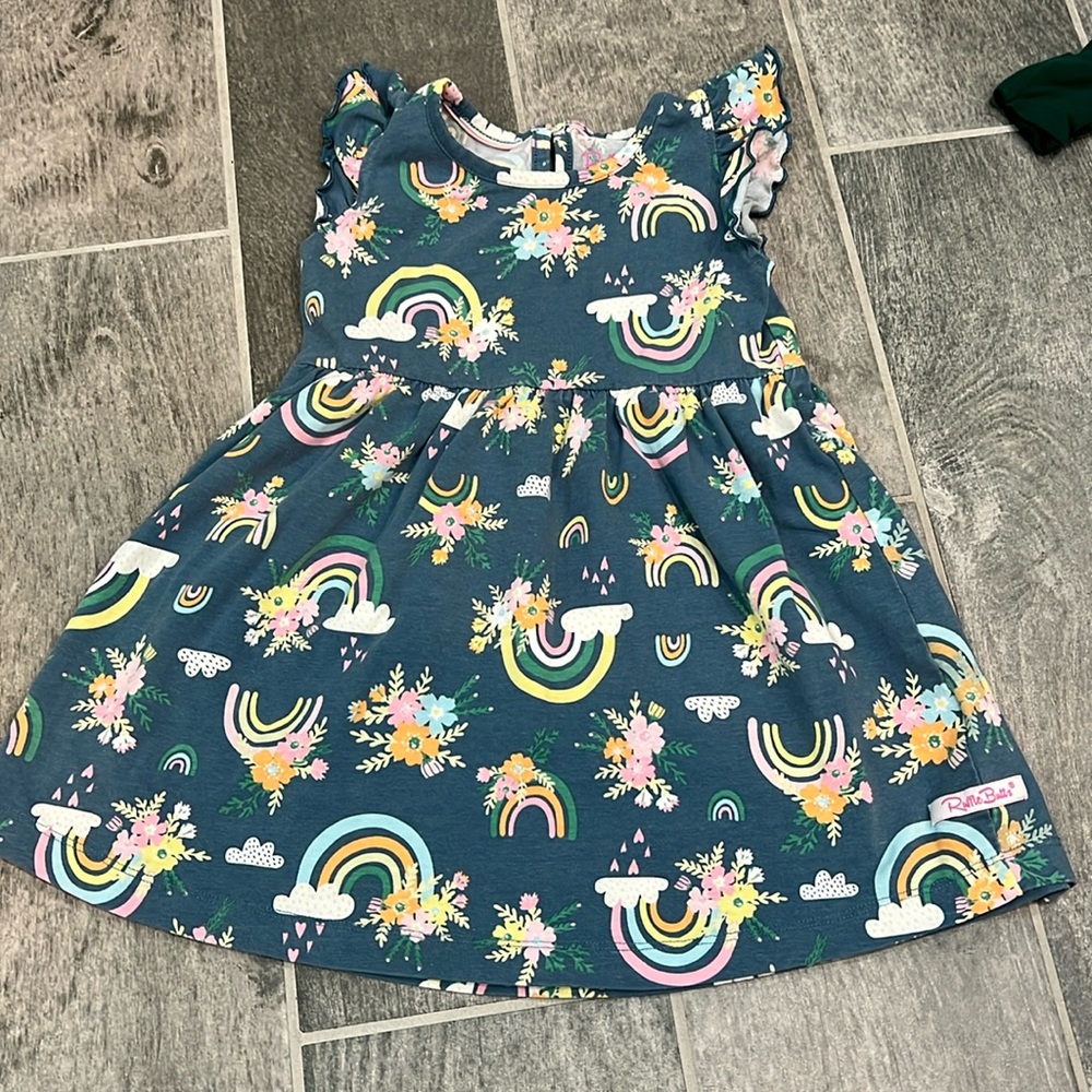 Ruffle Butts Rainbow Navy Dress